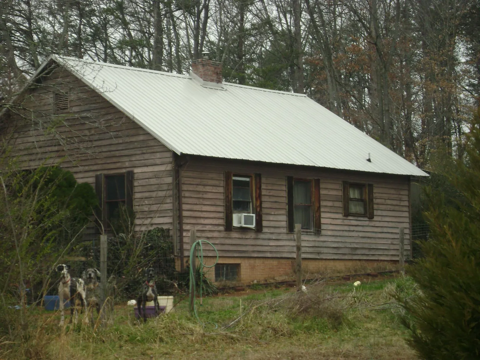 White metal roof on an old wood sided farmhouse, from a Asphalt Shingle Roof Repair job in Cairnbrook